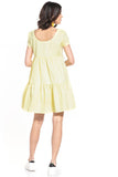 Boat Neck Mini Dress with Short Sleeves in Cotton