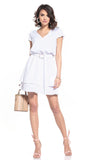 Elegant Mini Dress with Double Skirt and Decorative Belt