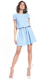 Elegant Mini Dress with Belt and Scoop Back Neckline