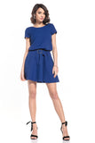 Elegant Mini Dress with Belt and Scoop Neckline