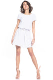 Elegant Mini Dress with Belt and Scoop Back Neckline