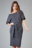 Elegant Knitted Kimono Dress with Decorative Cuffs and Pockets