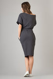 Elegant Knitted Kimono Dress with Decorative Cuffs and Pockets