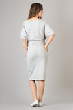 Elegant Knitted Kimono Dress with Decorative Cuffs and Pockets