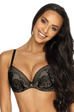 Elegant Lace-Trimmed Push-Up Bra with Detachable Straps