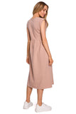 Elegant Midi Knitted Dress with High Waist and Short Sleeves