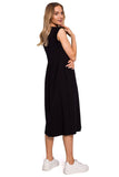 Elegant Midi Length Knitted Dress with Waist-Cut Design