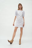 Elegant Buffet Sleeve Dress with Boat Neckline
