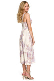 Elegant Midi Dress with Shaped Neckline and Leg Slit
