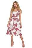 Elegant Midi Dress with Shaped Neckline and Slit