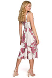 Elegant Midi Dress with Shaped Neckline and Slit
