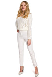 Elegant Smooth Fabric Classic Trousers with Slit Detail