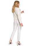 Elegant Smooth Fabric Classic Trousers with Slit Detail
