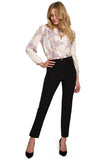 Elegant Smooth Fabric Classic Trousers with Slit Detail