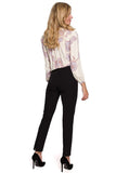 Elegant Smooth Fabric Classic Trousers with Slit Detail