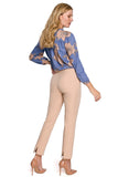 Elegant Smooth Fabric Classic Trousers with Slimming Details