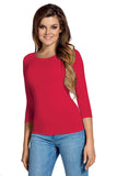 Fashionable 3/4 Sleeve Smooth Blouse in Vibrant Colors