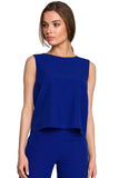 Trapeze Cut Sleeveless Blouse with Delicate Back Neckline