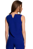 Trapeze Cut Sleeveless Blouse with Delicate Back Neckline