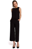 Elegant Sleeveless Trapeze Blouse with Delicate Back Neckline