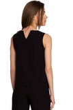 Elegant Sleeveless Trapeze Blouse with Delicate Back Neckline