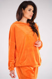 Trendy Loose-Fit Velour Hoodie with Large Pocket