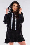 Charming Oversized Hooded Sweatshirt with Logo Tapes