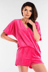 Velour Loose-Fitting Shorts for Ultimate Comfort - pink / L/XL