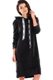 Chic Velour Midi Dress with Practical Front Pocket