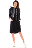 Chic Velour Midi Dress with Practical Front Pocket