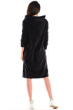 Chic Velour Midi Dress with Practical Front Pocket