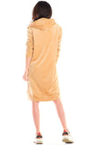 Charming Velour Midi Dress with Practical Front Pocket