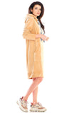 Charming Velour Midi Dress with Practical Front Pocket