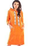 Practical Velour Midi Dress with Large Front Pocket