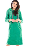 Practical Velour Midi Dress with Large Front Pocket