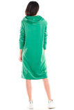 Practical Velour Midi Dress with Large Front Pocket