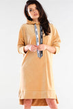 Sporty Loose-Fitting Velour Dress with Logo Tapes