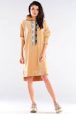 Sporty Loose-Fitting Velour Dress with Logo Tapes