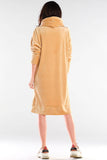 Sporty Loose-Fitting Velour Dress with Logo Tapes
