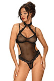 Feminine Black Bodysuit with Underwire and Thong Back