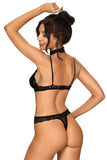 Feminine Black Bodysuit with Underwire and Thong Back