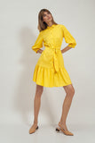 Charming Yellow Frill Dress with Casual Buffy Sleeves