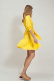 Charming Yellow Frill Dress with Casual Buffy Sleeves
