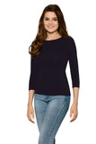 Versatile Cotton Blouse with 3/4 Sleeves in Multiple Colors