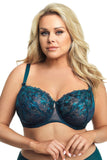 Deep Green Floral Mesh Bra with Underwire Support
