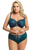 Deep Green Floral Mesh Bra with Underwire Support