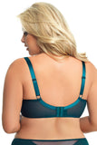 Deep Green Floral Mesh Bra with Underwire Support