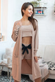 Cozy Ribbed Knit Long Cardigan in Cappuccino Color
