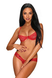 Seductive Lace Two-Piece Set in Fiery Red