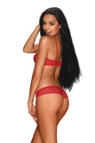 Seductive Lace Two-Piece Set in Fiery Red